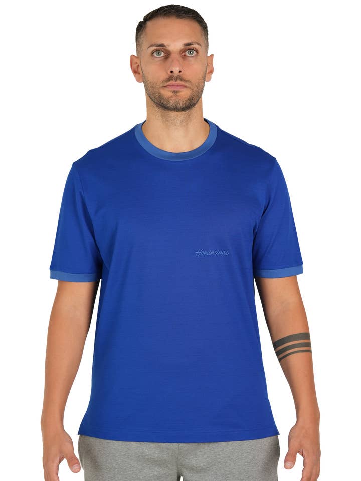 Paricollo manica corta HEMPARP Blue per la vendita all'ingrosso da parte di HEMINEINAI