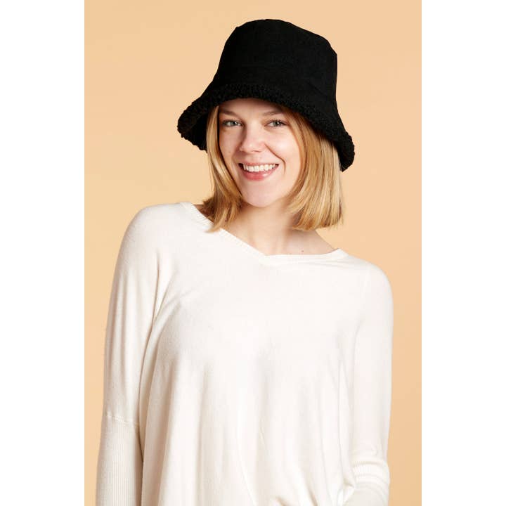 Hadley Wren - Wholesale Bucket Hat - Women's - Corduroy Reversible Bucket Hat - Black1