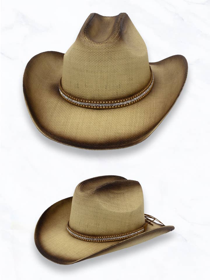 Cowboy Hat with Crystal Accent Band for wholesale by Suzie Q USA