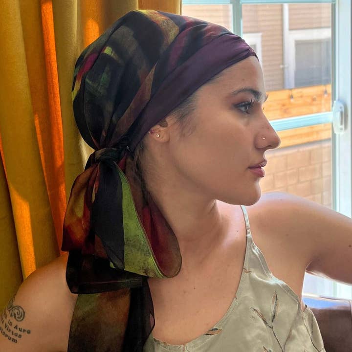 LuxCare Clothing - Wholesale Head Scarf - Women's - Fine Art Headscarf ~Wine5