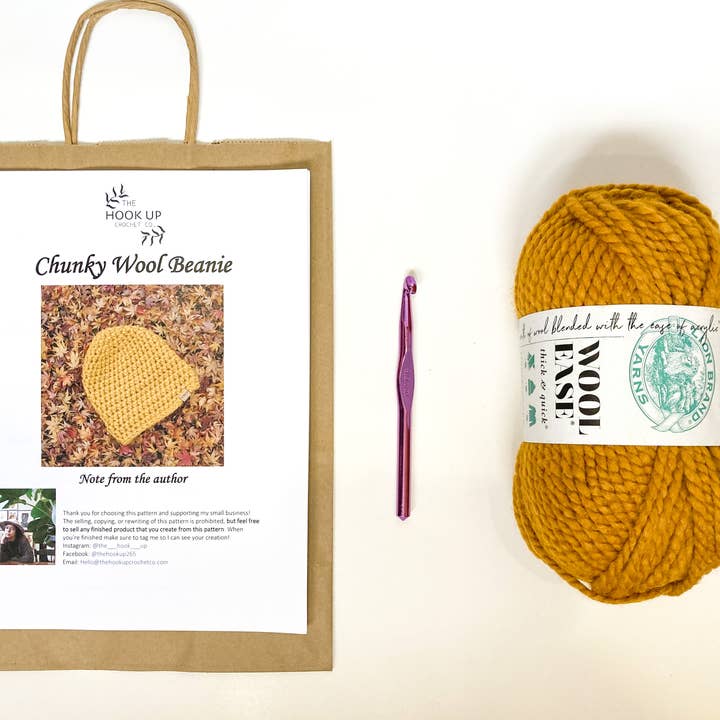 Chunky Wool Beanie Crochet Kit for wholesale by The Hook Up Crochet Co.