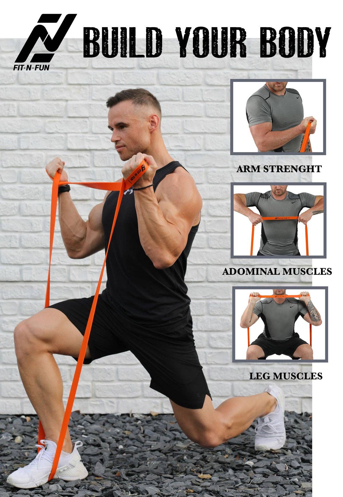 Fit N Fun – wholesale Fitness equipment – Fit-N-Fun Home Workout Resistance Bands Set of 5 With Free Door Anchor2