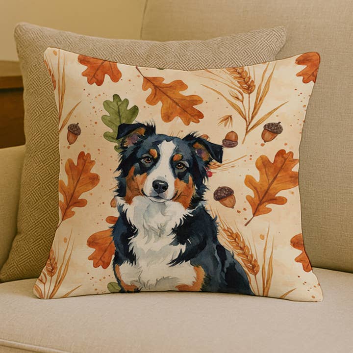 Black Tri American Shepherd Heirloom Fall Pillow 18x18 WDK7 for wholesale by Caroline's Treasures