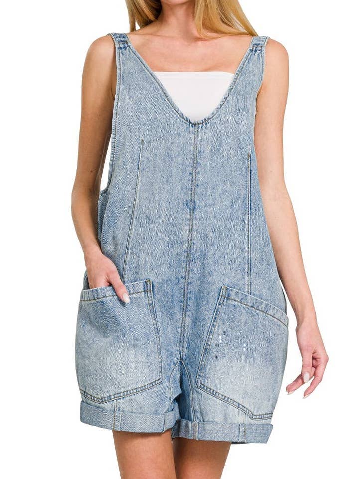 Denim Short Overalls for wholesale by Vanilla Monkey