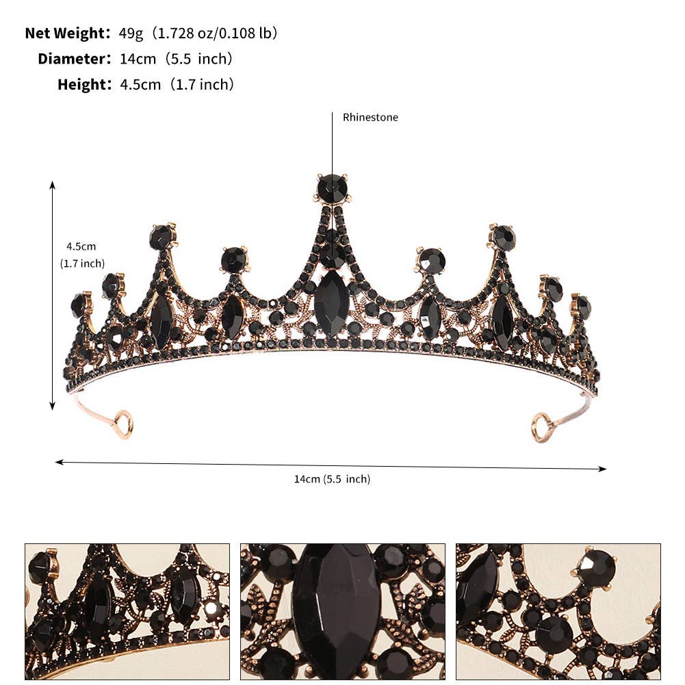 Tourtiwi - Wholesale Tiara - Women's - Obsidian Tiara Rhinestone Alloy Headdress Black Crown45