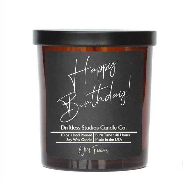 Driftless Studios - Wholesale Jar/Filled Candle - Happy Birthday Candle - Soy Wax Candles - Birthday Candles