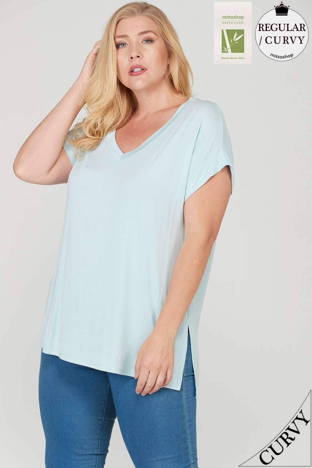 mittoshop - Vente T-shirt – femme - T-SHIRT À COL EN V EN BAMBOU17
