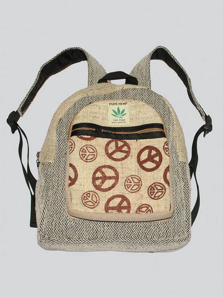 Peace Sign Small Backpack (CODE-489) for wholesale by Kathmandu Imports