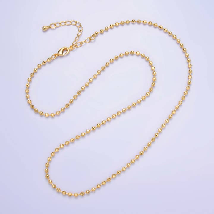 24K Gold Filled 2.3mm Ball Bead Bar 17.7 Inch Necklace w. Extender | WA-3044 for wholesale by Aim Eternal