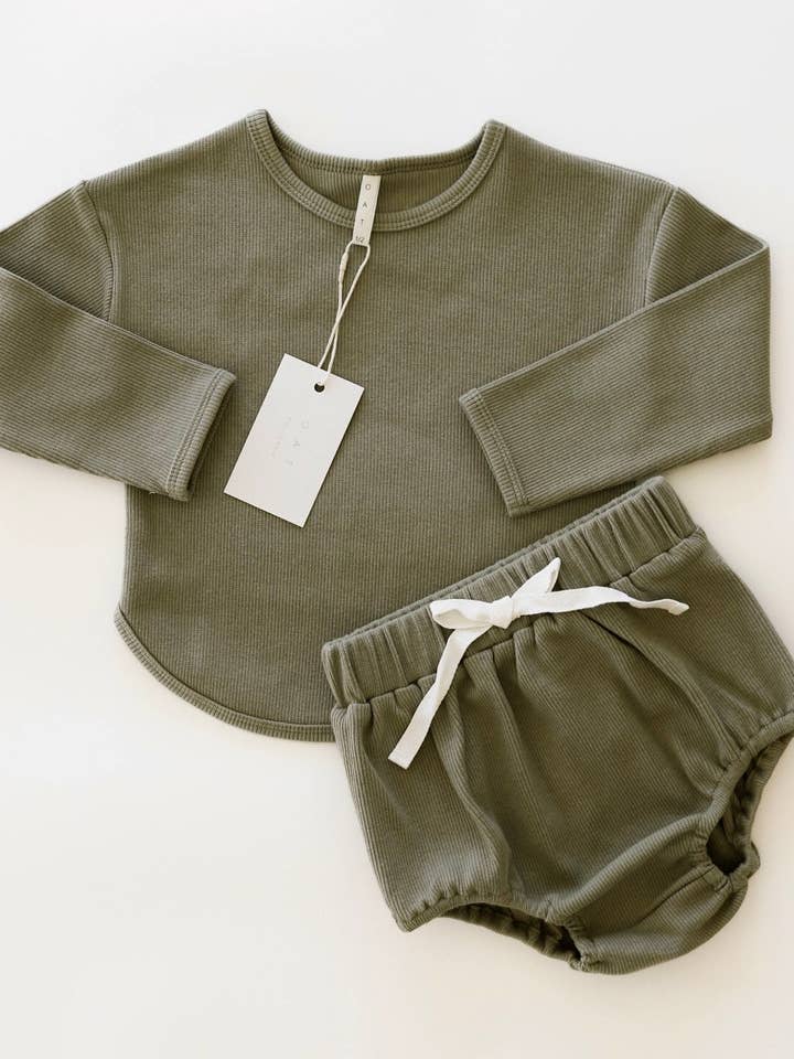 Bloomer Essential Algodão com nervuras 'Olive' por atacado de Oat Children