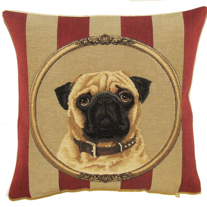 Decorative Pillow Cover Pug Portrait for wholesale by yapatkwa - art of the loom