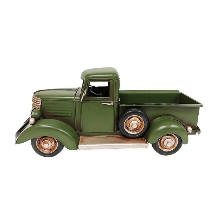 Green Vintage Pickup Truck Metal Model for wholesale by Peterson Housewares & Artwares
