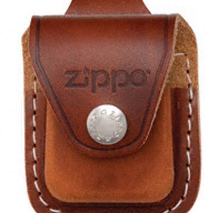Étui à briquet zippé marron en cuir pour la vente par Lighter King