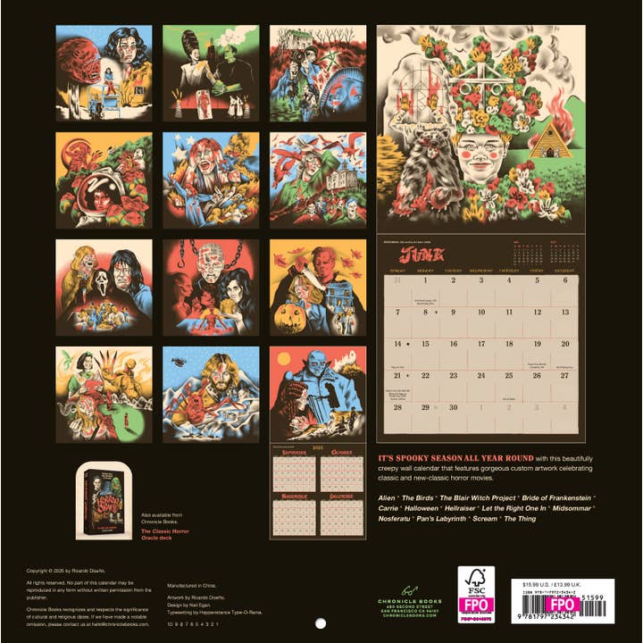 Chronicle Books - Wholesale Calendar - Classic Horror Movies 2026 Wall Calendar8