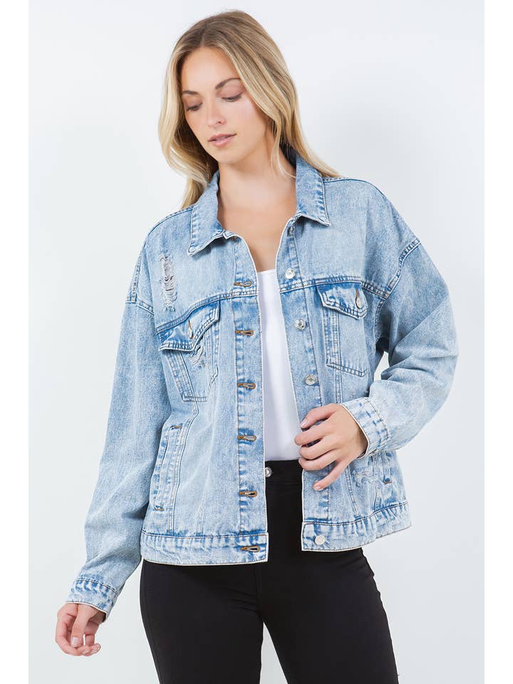 LT WASH Relaxed Denim Jacket, Oversized Denim Jacket for wholesale on Faire
