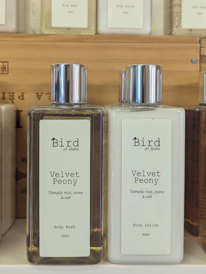 Velvet Peony Body Wash and Body Lotion Set for wholesale by Bird at Home