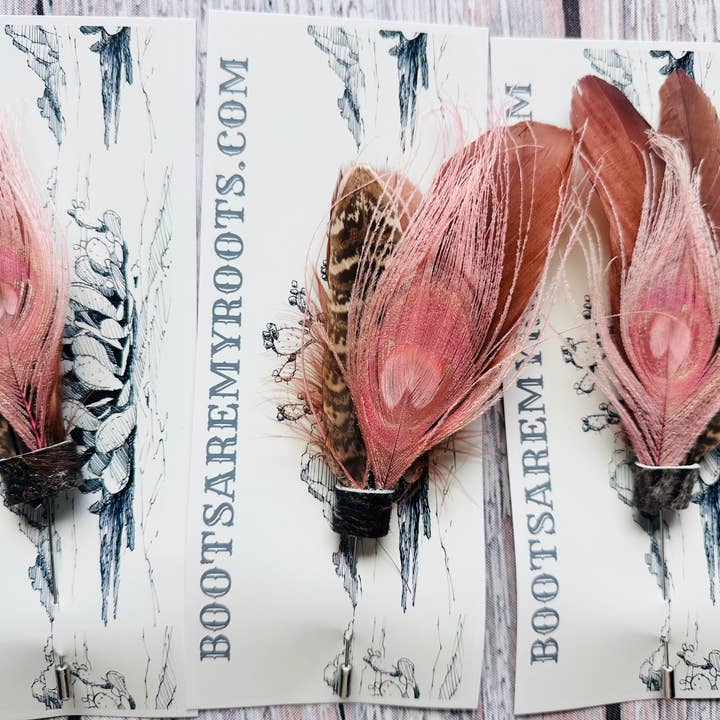 Boots Are My Roots - Wholesale Hat Accessory - Women's - Mixed Feather Hat Pins #154