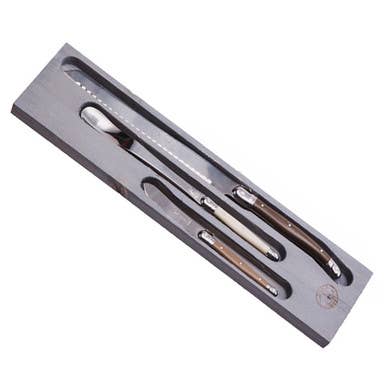 Jean Dubost Breakfast Set with Linen Handles in Grey Box for wholesale by The French Farm