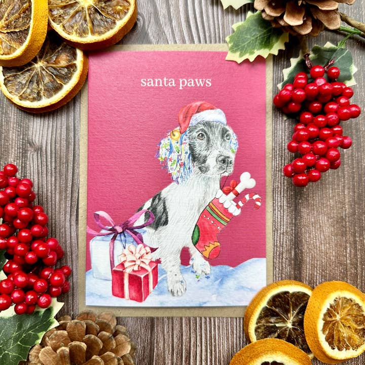 Jen Winnett Eco Artist – postal de Natal por atacado – Cartão Santa Patas Natal Eco Friendly Art Card giro em branco