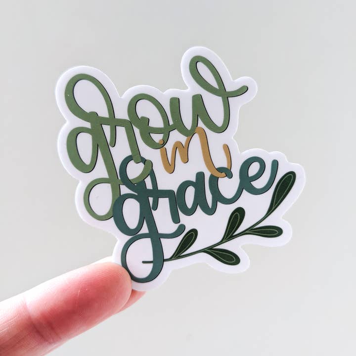 Grow in Grace Vinyl Sticker for wholesale by Real Happy Designs