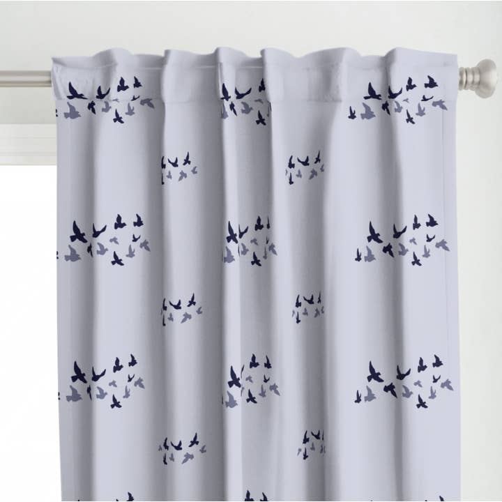 Flying Flocks Curtain Panel for wholesale by Fox & Willow Design Studio
