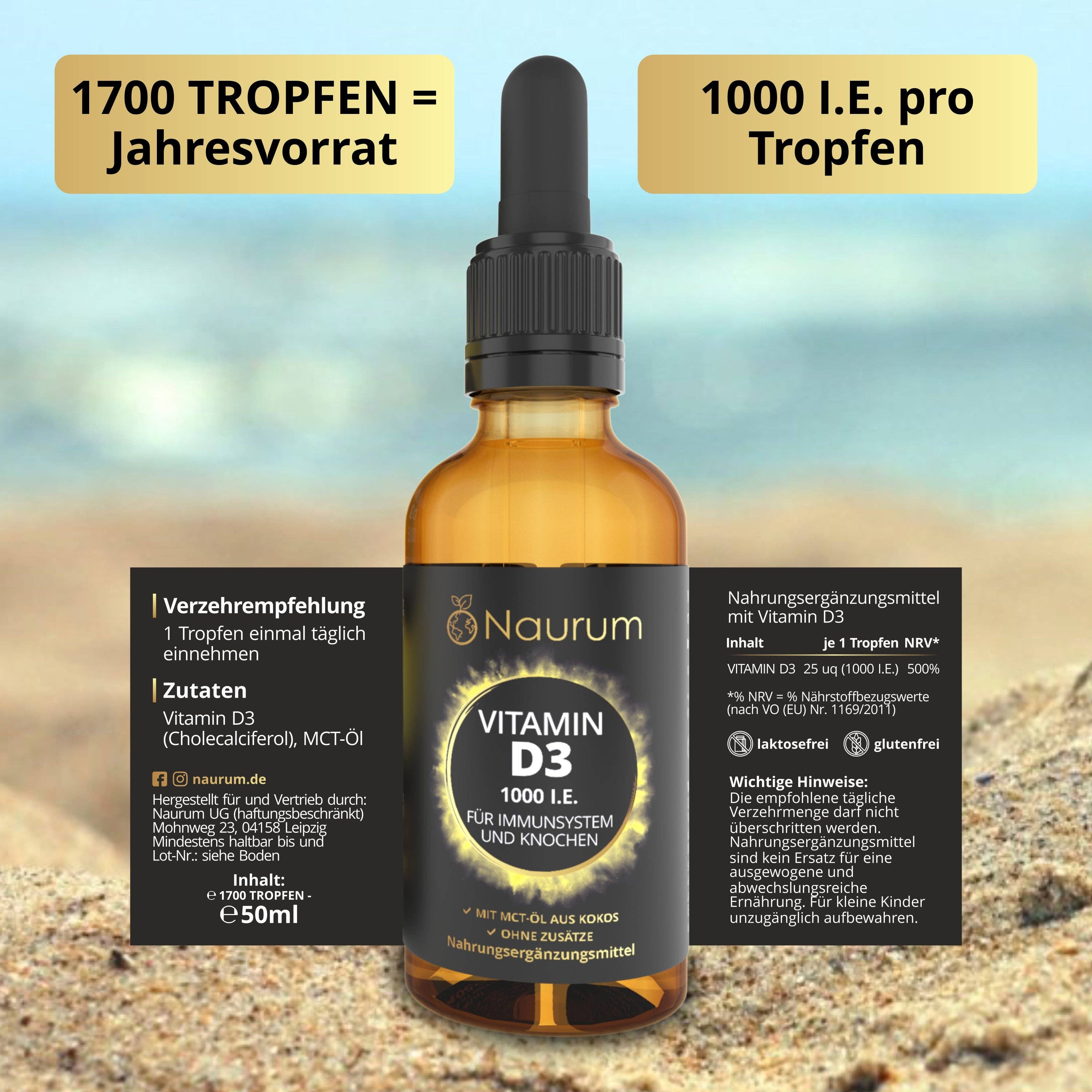 Naurum - Wholesale Oral Supplement/Vitamin - VITAMIN D3 DROPS - year's supply3