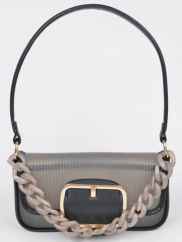Bolsa crossbody com fivela de metal translúcido com corrente por atacado de Shop Neighbors