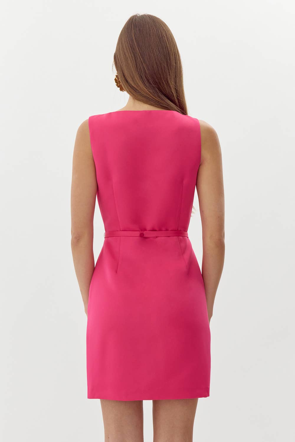 Deep Pink Barbara Dutch Satin Fit And Flare Mini Dress for wholesale on Faire3