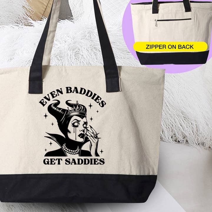 Bolsa de lona Even Baddies Get Saddies, divertida, de la cultura pop para venta al por mayor de House Of Rodan