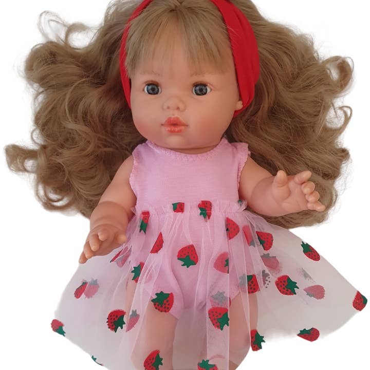 Tutu on pink strawberry bodysuit for wholesale by Maman Poule et Papa Coq