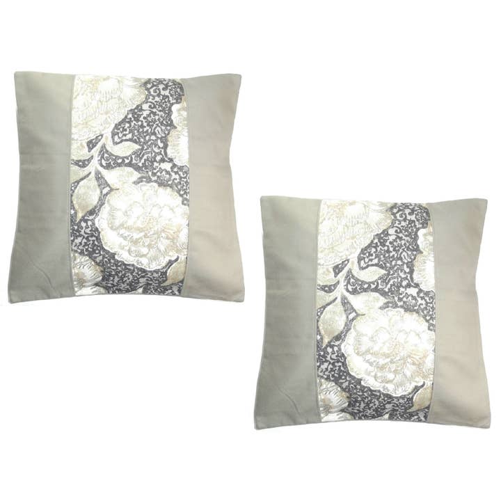2-Pack Vintage Floral (18"x18") Two-Tone Cushion Cover Set for wholesale by PRIMA LINEN