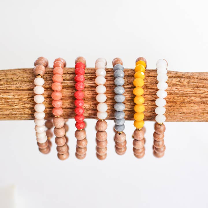 Rosewood & Crystal Diffuser Bracelets Collection for wholesale by You Can Call Me YOKO LLC