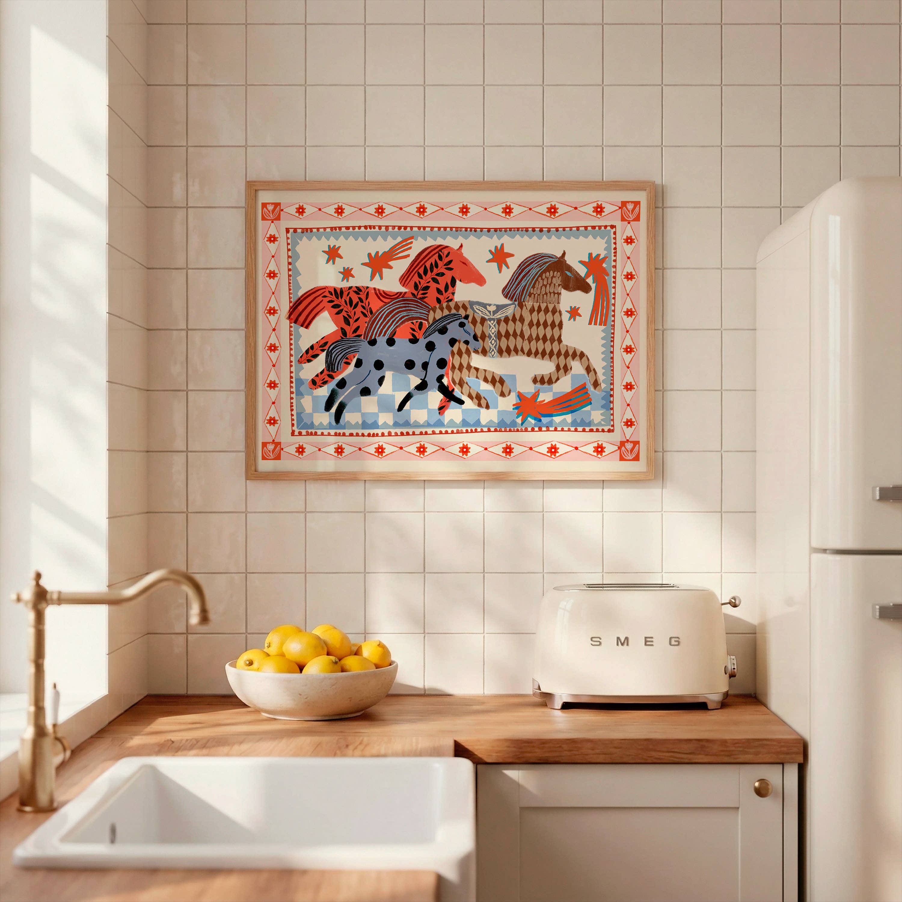 Carole Hillman - Wholesale Art Print - Pink Horse Running 2