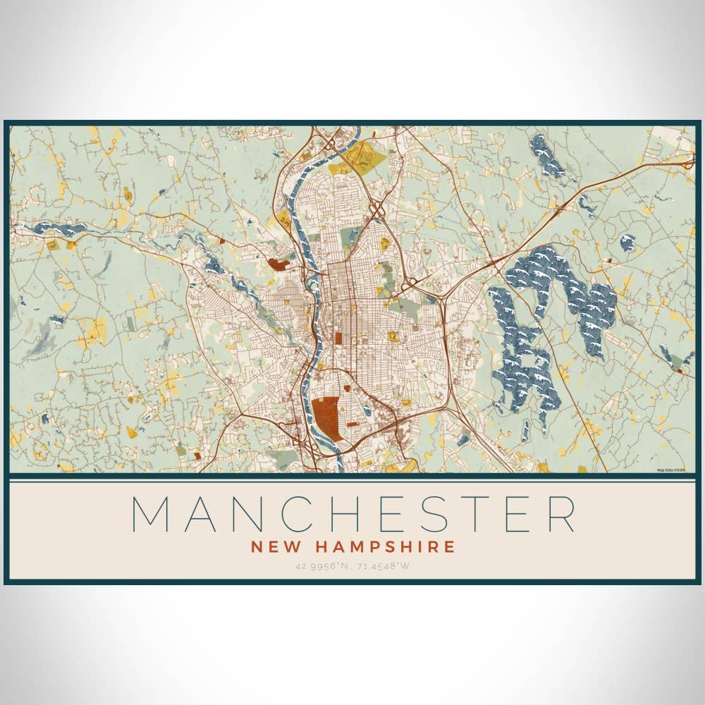 JACE.design - Wholesale Art Print - Manchester NH Map Print Woodblock3
