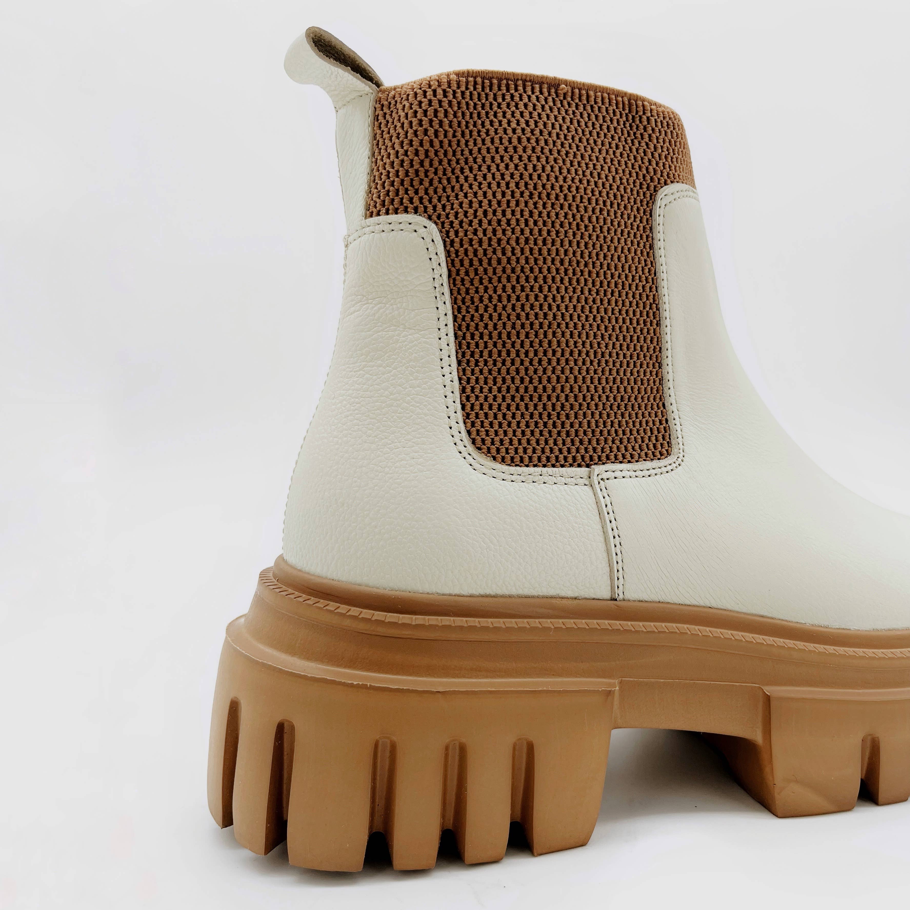 Agora platform chelsea boots ivory leather women's shoes for wholesale on Faire4