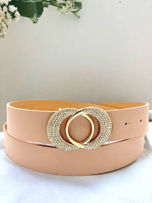 Rhinestone Buckle Fashion Faux Leather Belt for wholesale by Andrea Bijoux