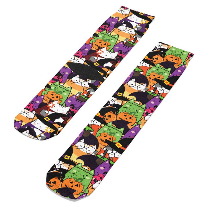 Halloween Cats Novelty Socks for wholesale by Footnotes Novelty Socks