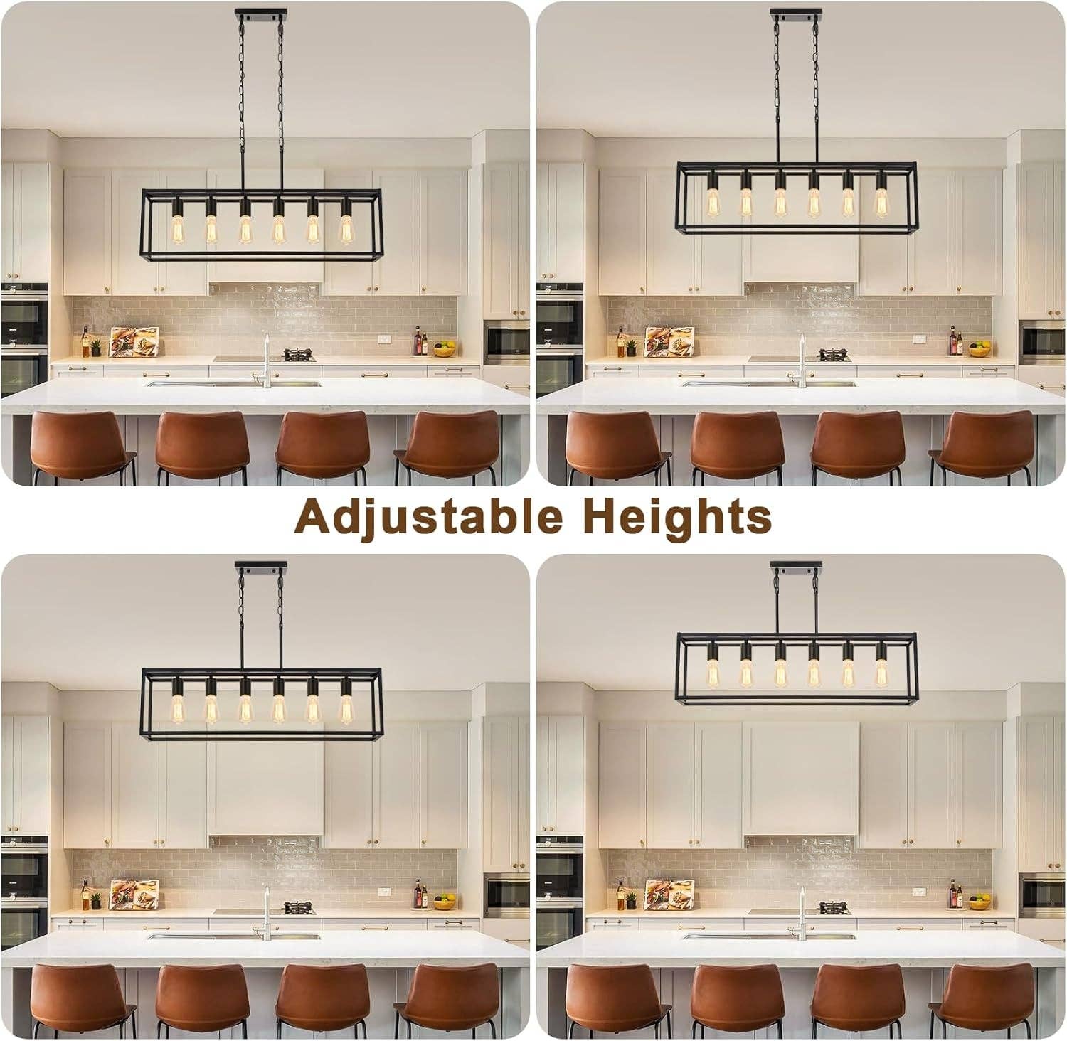 ShipItFurniture - Wholesale Chandelier/Hanging Light - Six Light Black Linear Chandelier With Adjustable Height5