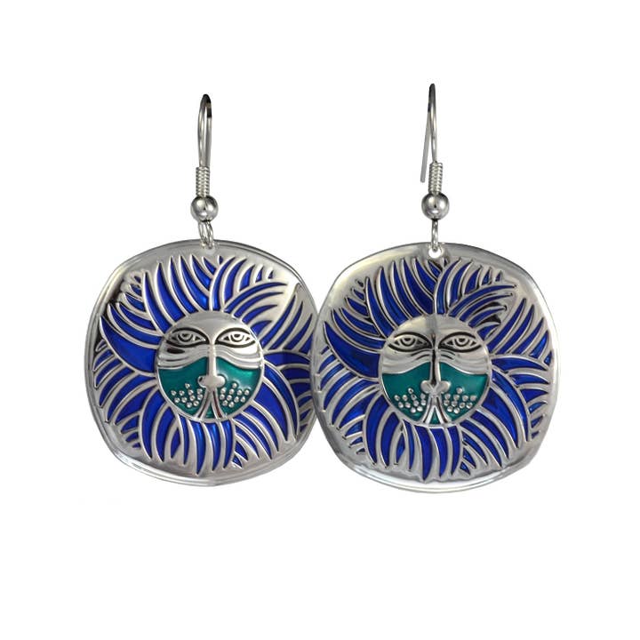Soleil Lion Drop Earrings - Silver for wholesale by Laurel Burch Studios