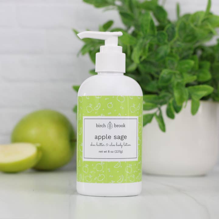 Apple Sage Hand and Body Lotion 8 oz for wholesale by Birch Brook Soaps