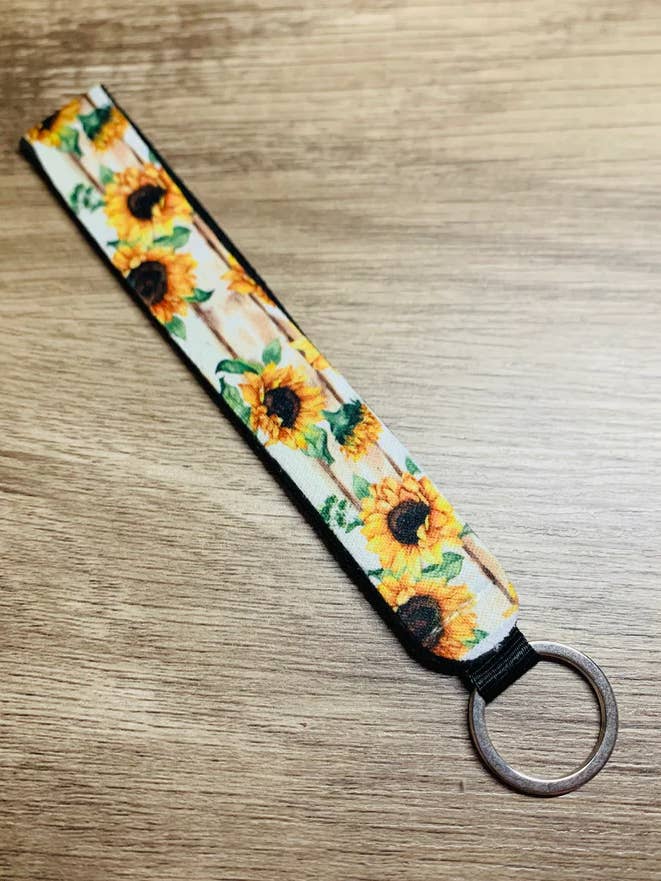 Rustic Striped Sunflower Keychain for wholesale by AK & Company