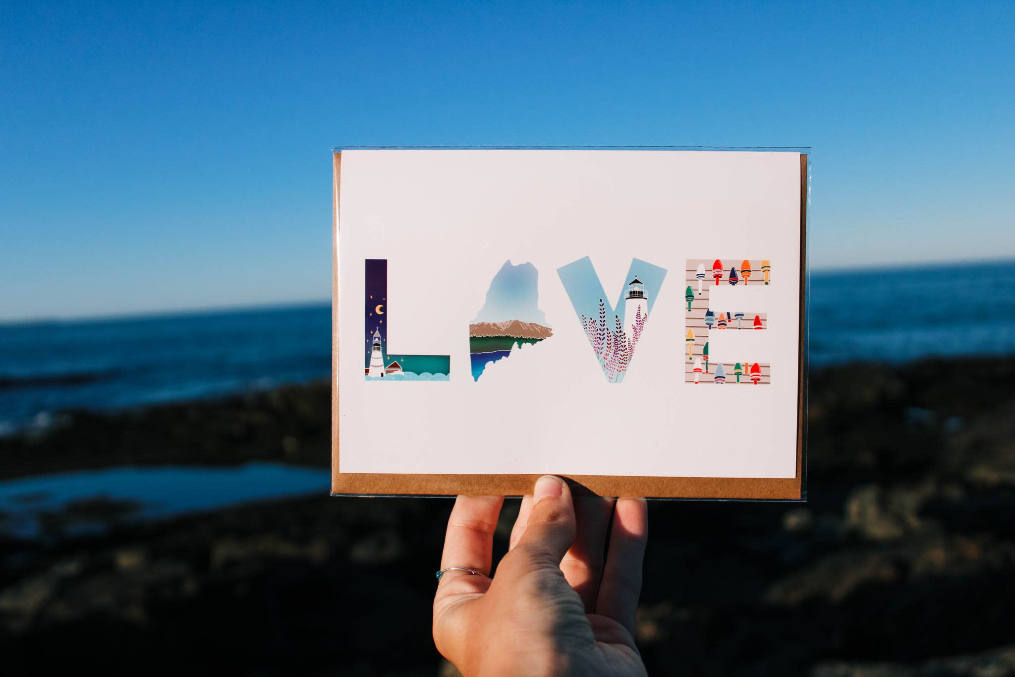 Scribbles and Doodlez - Wholesale Love Card - LOVE Maine Icon | Nautical Lighthouse Greeting Card2