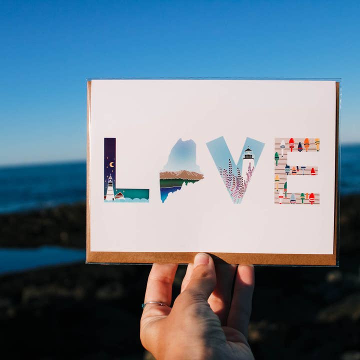 Scribbles and Doodlez - Wholesale Love Card - LOVE Maine Icon | Nautical Lighthouse Greeting Card2