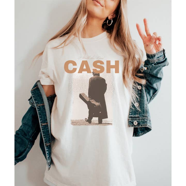 Peach Closet - Wholesale Screen Printed T-Shirt - Women's - I Walk The Line Cash T-Shirt or Crew Sweatshirt
