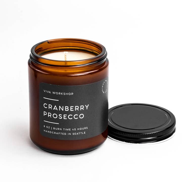 Viva Workshop - Wholesale Jar/Filled Candle - Cranberry Prosecco – Festive Scented Soy Candle2