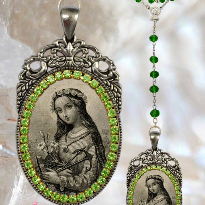MariaSantissimaShop - Wholesale Pendant/Charm Necklace - Rosary St. Philomena: Patron Saint of Babies, Infants, and Youth Handmade Necklace Catholic Christian Religious Jewelry Medal Pendant