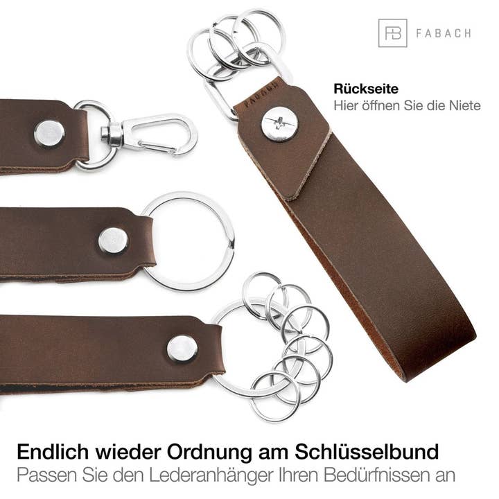 FABACH – Die Schlüsselanhänger-Schmiede - Venta al por mayor Llavero - Mujer - Llavero de cuero « Beste Mama » con anilla intercambiable5