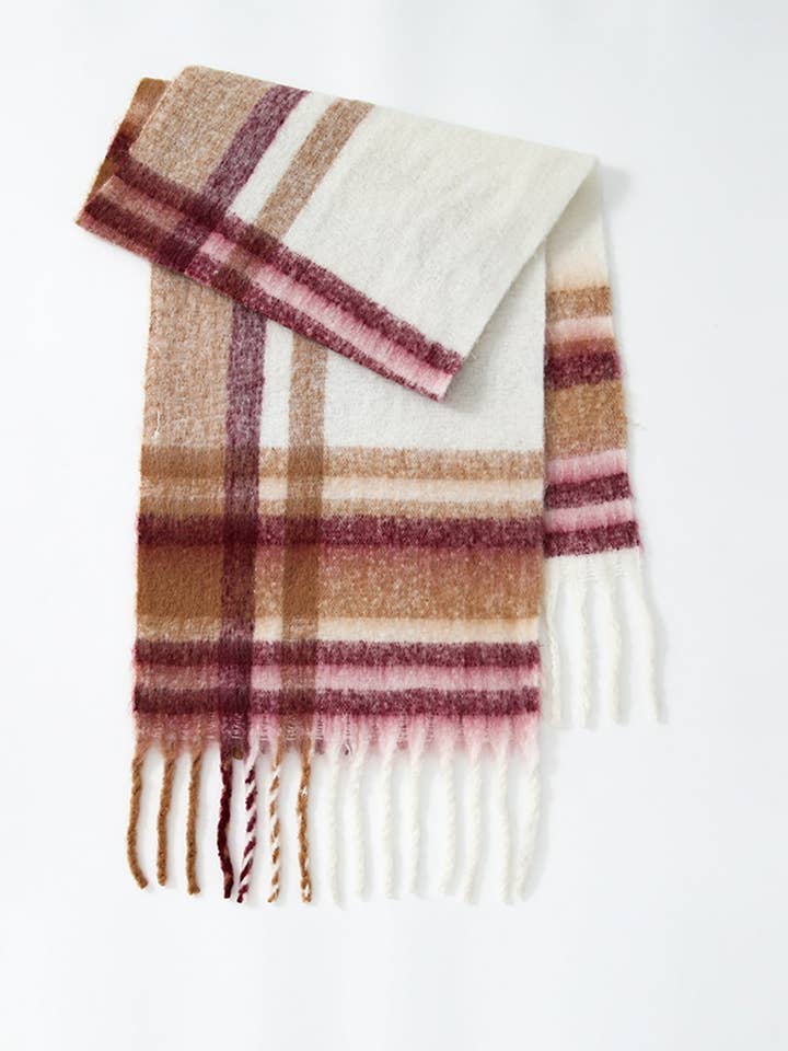 Checkered Wool Blend Long Shawl Winter Scarf DP25F614 for wholesale by Dipped Shop
