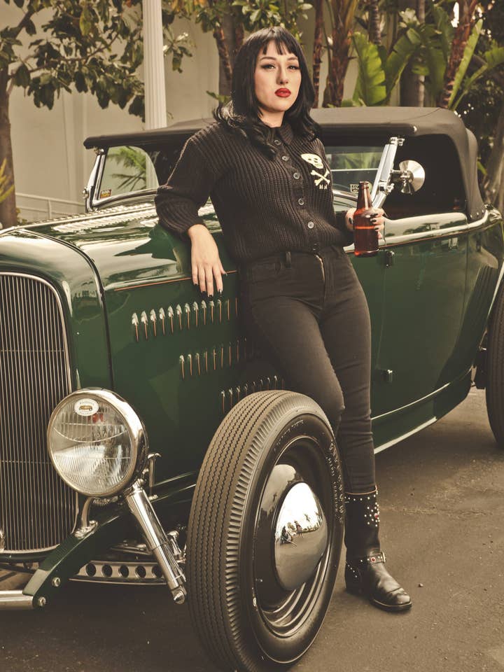 Mischief Made – Pulôver - Mulher por atacado – Camisola Collared MM Skull MN Cropped em Preto4