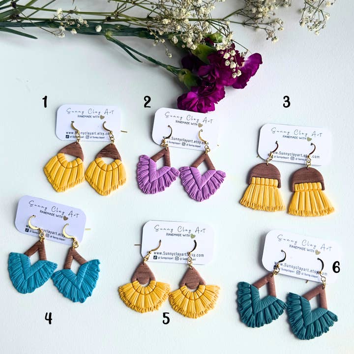 Macrame-Inspired Clay Earrings for wholesale by Sunnyclayart